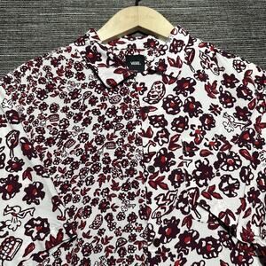 Vans Shirt Men's Large White Micro Dazed Short Sleeve Button Up Classic